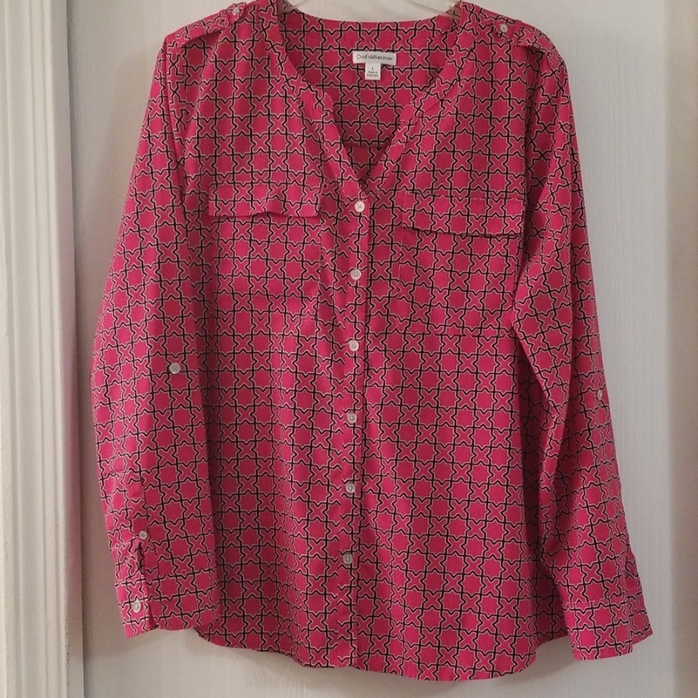 Pink and black blouse